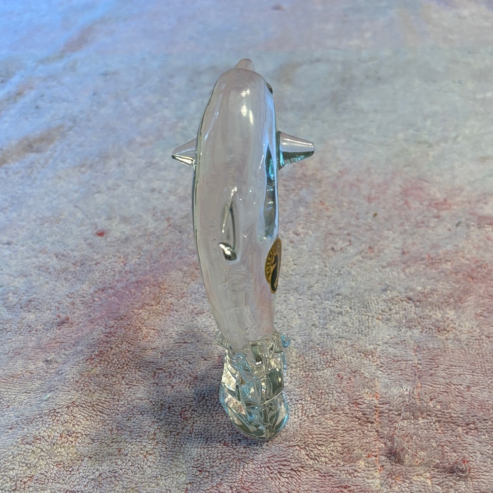 Vintage Waterford Crystal Clear and Blue Dolphin Figurine- 1999 - Picture 4 of 7
